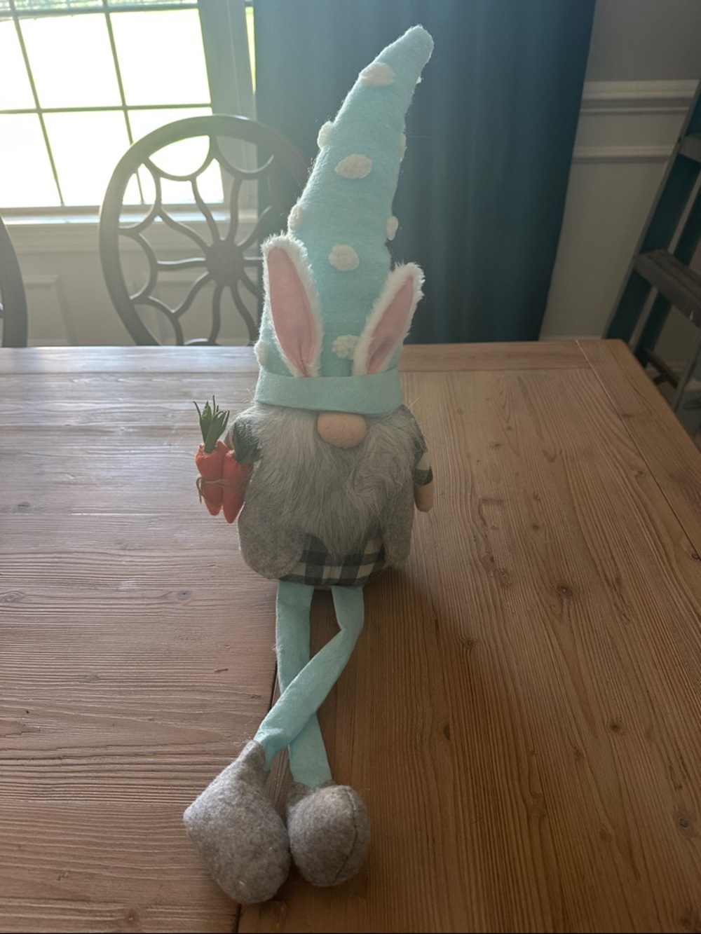 Mud Pie Aqua Bunny Gnome with Carrots